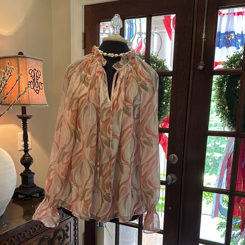 Entro Pink and Cream Swirl Blouse
